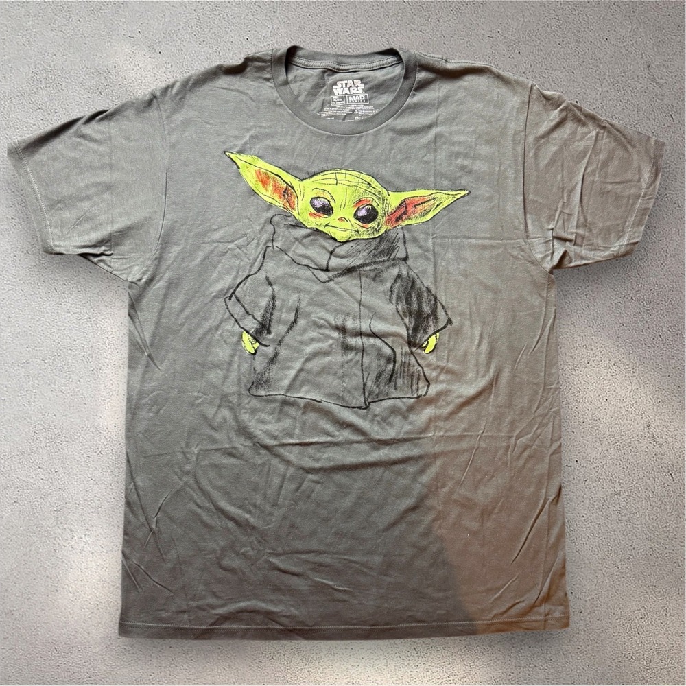 Star Wars Mad Engine Grogu Baby Yoda Graphic T-Shirt Charcoal Gray Mens XL